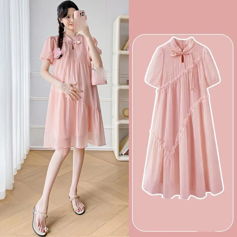 pregnant-women's-new-chinese-loose-dress-maternity-summer-breathable-2026-new-dress-maternity-short-sleeve-trendy-dress-lj342