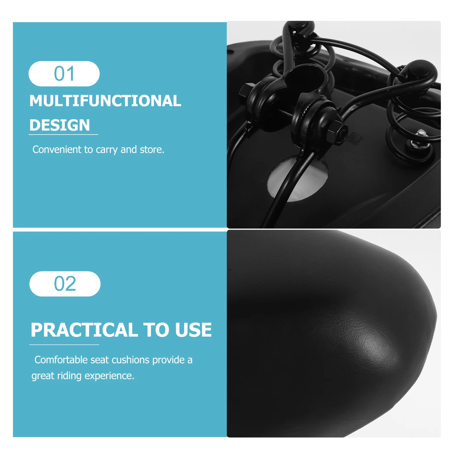 سرج الدراجة الكهربائية مع وسادة مقعد ذات ملمس ناعم للدراجات والدراجات النارية، ثبات معزز على مسافة طويلة #2