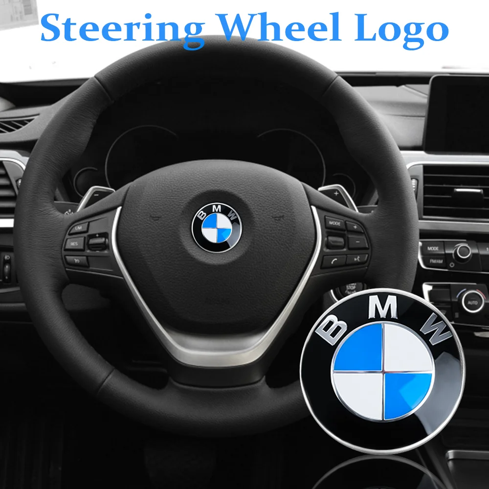 44mm Car Steering Wheel Badge Front Rear Hood Logo Hubcaps For BMW 1 3 5 7 Series M Performance E46 E90 E60 F10 F30 E39 E36 F20