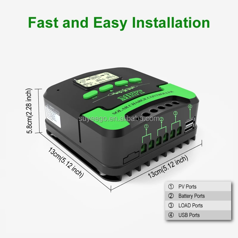 SUYEEGO Smart Wifi 12v 24v Auto 20amp Power Mppt Solar Charge Controller with Lcd Display 20a Solar Controller