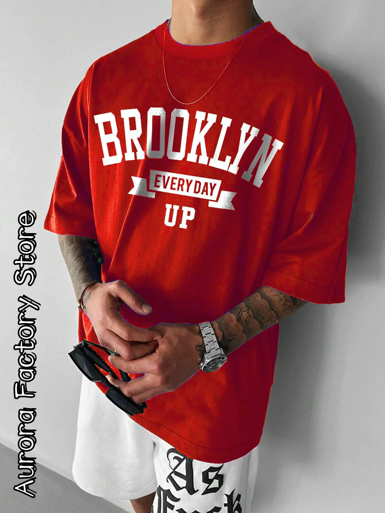 Camiseta de algodón con estampado de Brooklyn para hombre, ropa de calle a la moda de manga corta con letras Harajuku, Verano