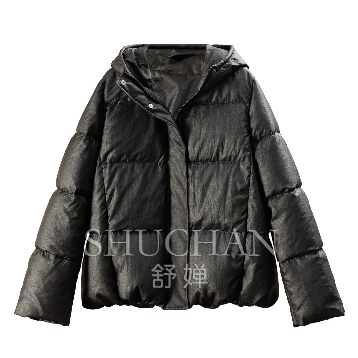 High Luxury Heavy Silk Fragrant Cloud Yarn 90% White Goose Down Hooded Down Jacket Women's E385