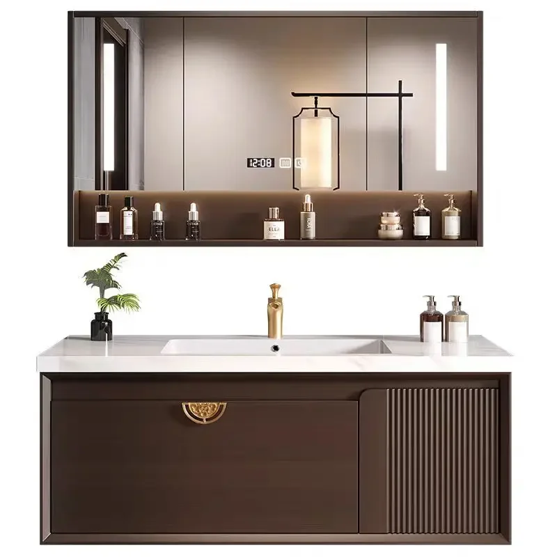 

New Chinese style, bathroom cabinet, wall-mounted type, toilet, hand and face washing.