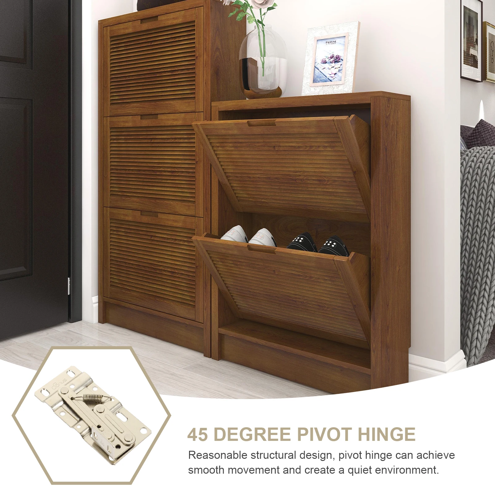 

2Pcs 45 Degree Pivot Hinge Rust Resistant Iron Tip Out Tray Sink Base Hardware Smooth Quiet Tip Out Tray Hinges