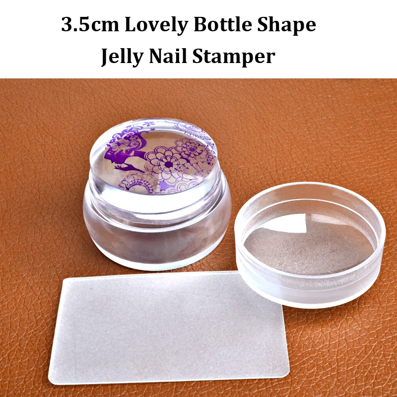 

1 Set Head Design Matte Nail Art Stamper Stamping Scraper With Cap Silicone Jelly Transparent Nail Template Tools Manicure Stamp