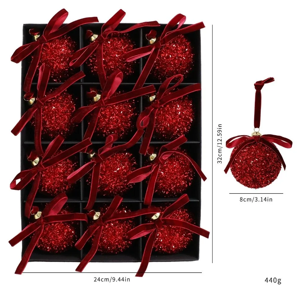 

16 шт., рождественские шары с бантом-бабочкой, рождественские шары 6/8 см, круглый набор рождественских шаров, елочные украшения, подарки