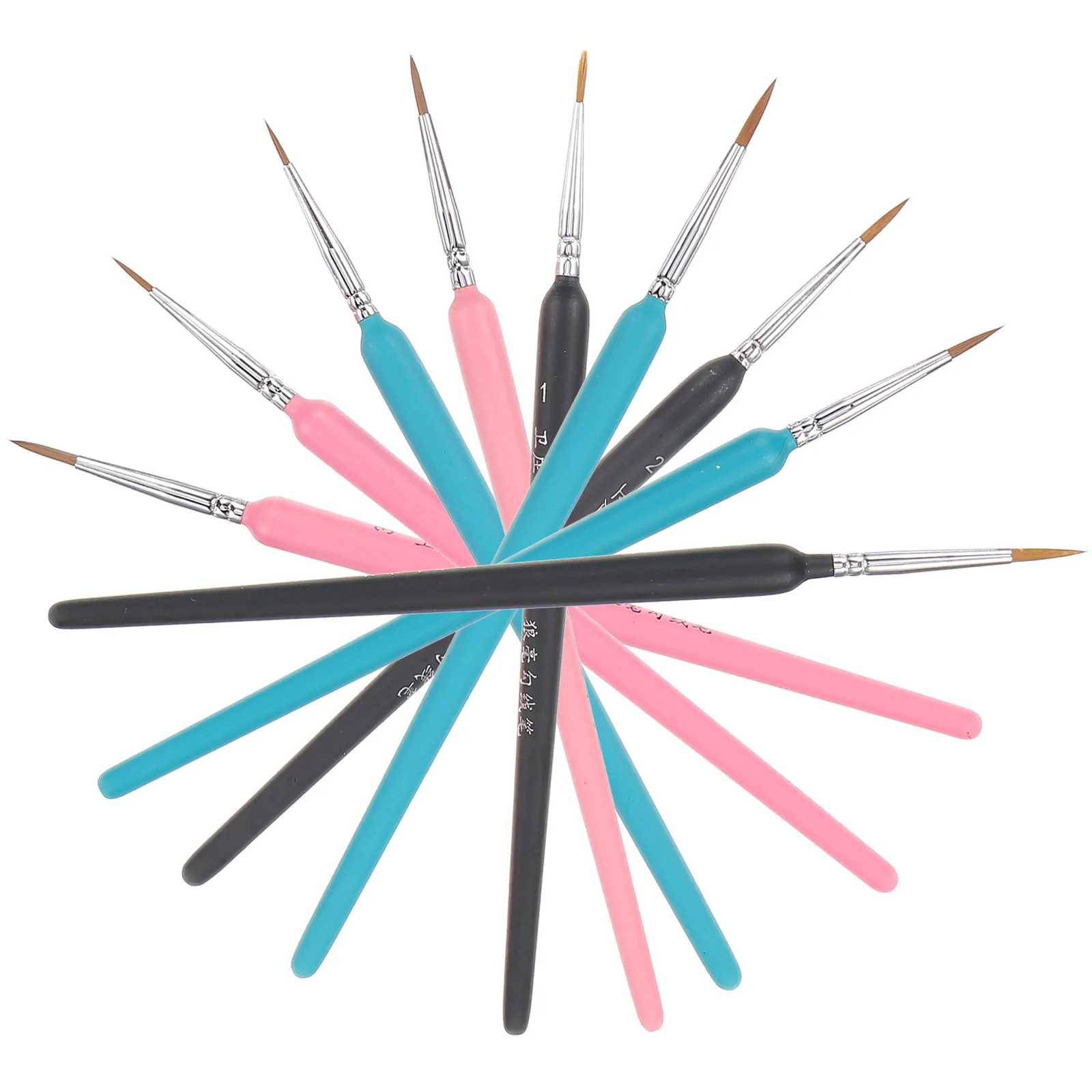 9Pcs Detail Paint Brush Set Lightweight Comfortable Grip Fine Tip for Acrylic Watercolor Oil Painting Miniature Painting Tool