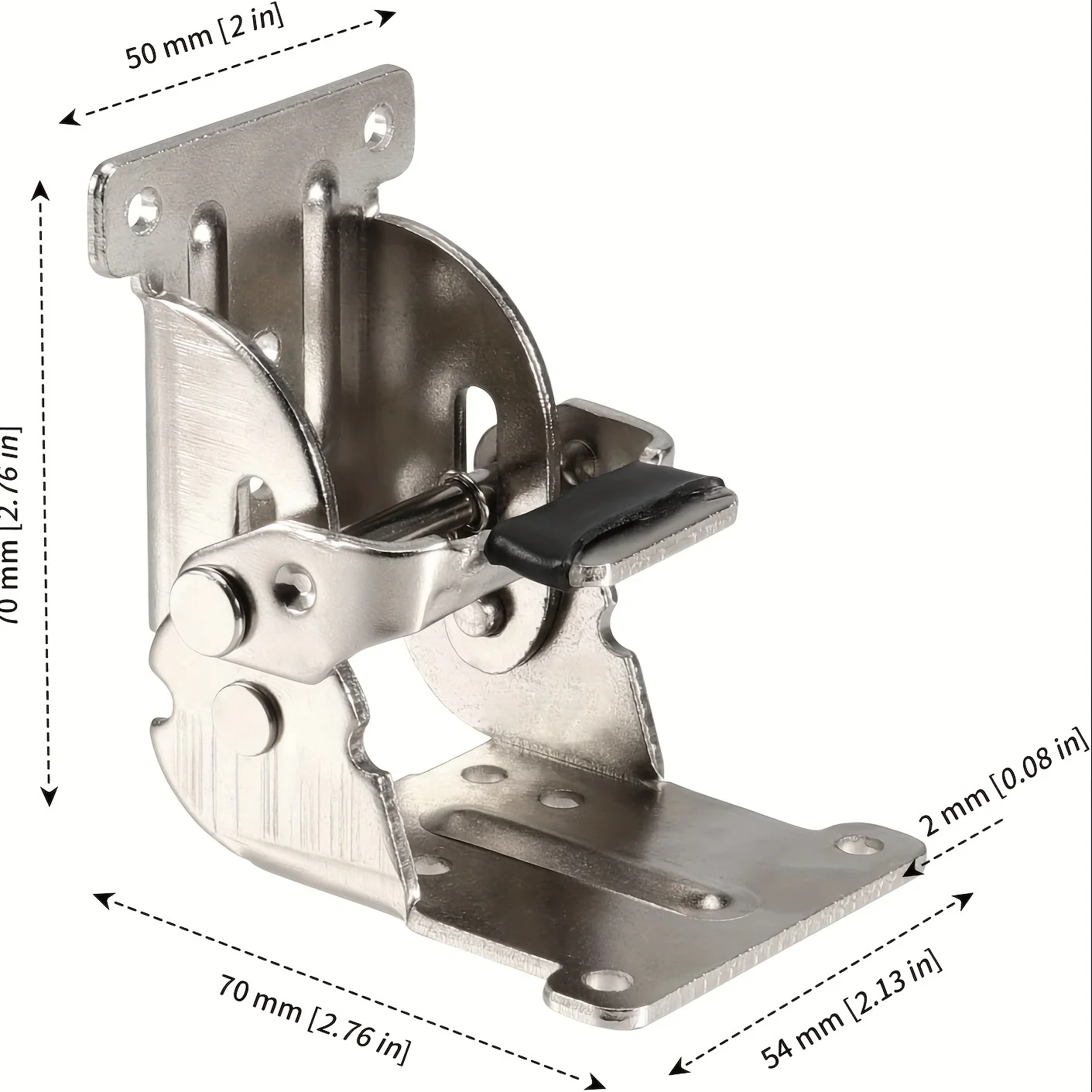 4 PCS Folding Leg Hinge Bracket, 0-90-180 Degree Foldable Support Bracket Self-Locking Hinge with Screws