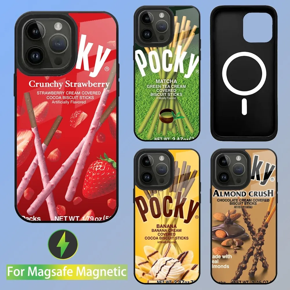 P-pocky-funda magnética para teléfono móvil iPhone, carcasa magnética de carga inalámbrica para iPhone 15,14,13,12,11,Plus,Pro,Max Mini Magsafe