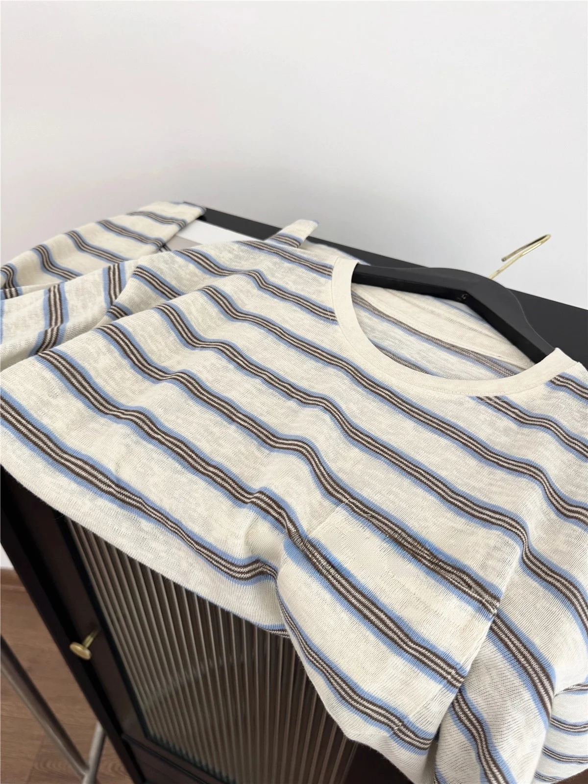 

Женская осенняя новинка: винтажный эстетичный свободный топ с длинным рукавом, дышащая полосатая футболка оверсайз (до 300 фунтов)