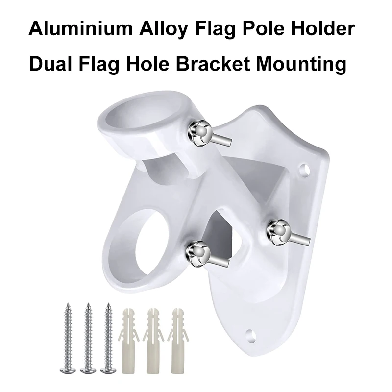 

Dual Hole Flag Pole Holder Mounting Aluminium Alloy Double Flag Hole Flagpole Base Fixing Bracket For House National Advertising