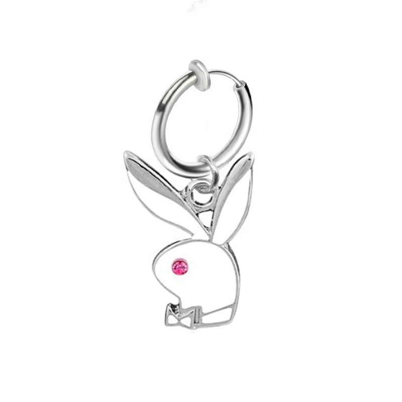 1PC Fake Piercing Navel Ring Fake Belly Piercing Rabbit Clip On Umbilical Navel Fake Pircing Animal Cartilage Earring Clip