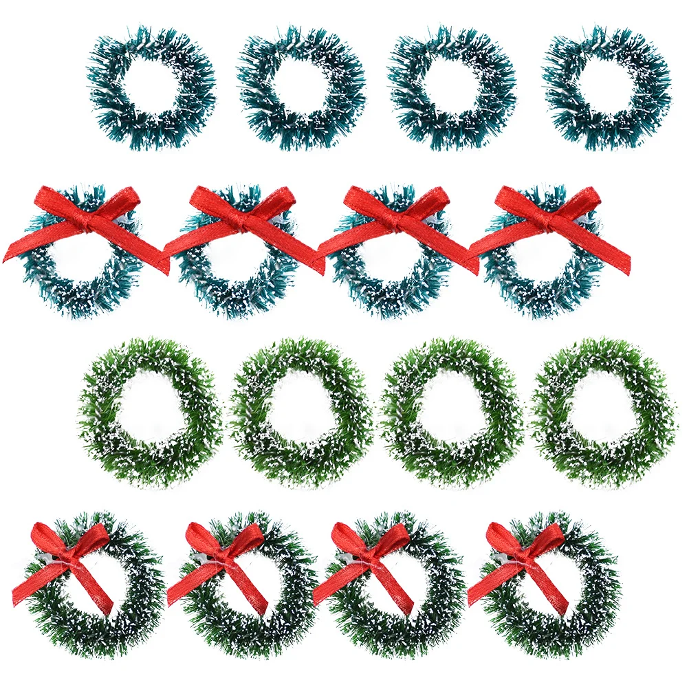 

16Pcs Mini Christmas Wreaths for Candles Trees Holiday Decor Pine Table Ornament Xmas Accessories Small Festive Garland