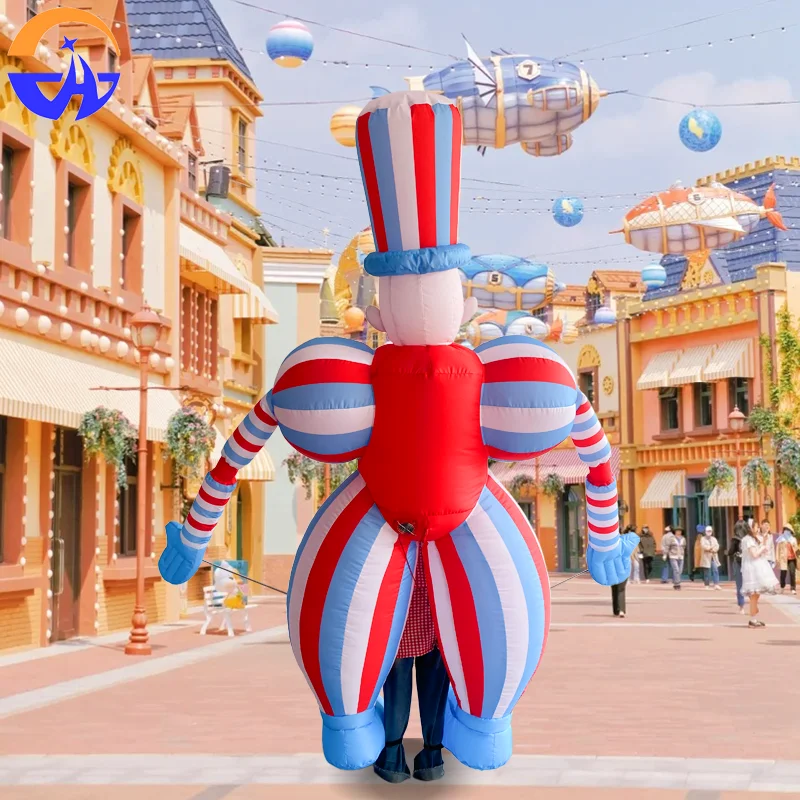 Modèle gonflable d'air de clown de marche dans le dos humain-accessoires personnalisés pour les défilés de bar et les spectacles sur scène