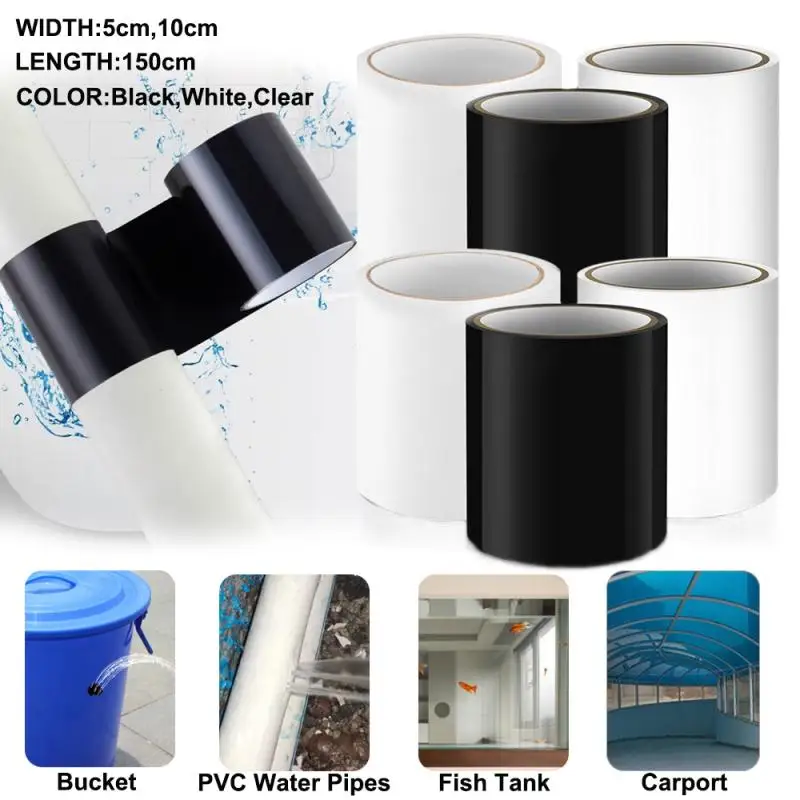 150 cm PVC-Leckreparaturband, stark klebendes Rohrpflaster für Löcher und Risse, wasserdichter Butyl-Aufkleber, sofortige Leckbefestigung, langlebiges Dichtmittel – Detail 1