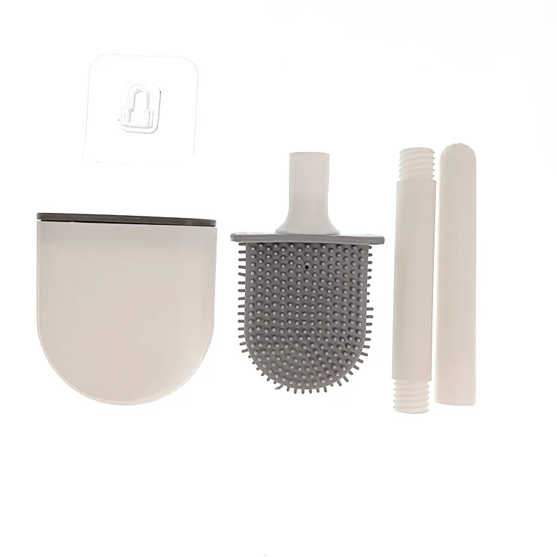 Toilet Brush Soft Plastic No Dead Corner Cleaning Silicone Toilet Brush With Base with Bracket Bathroom Accessories