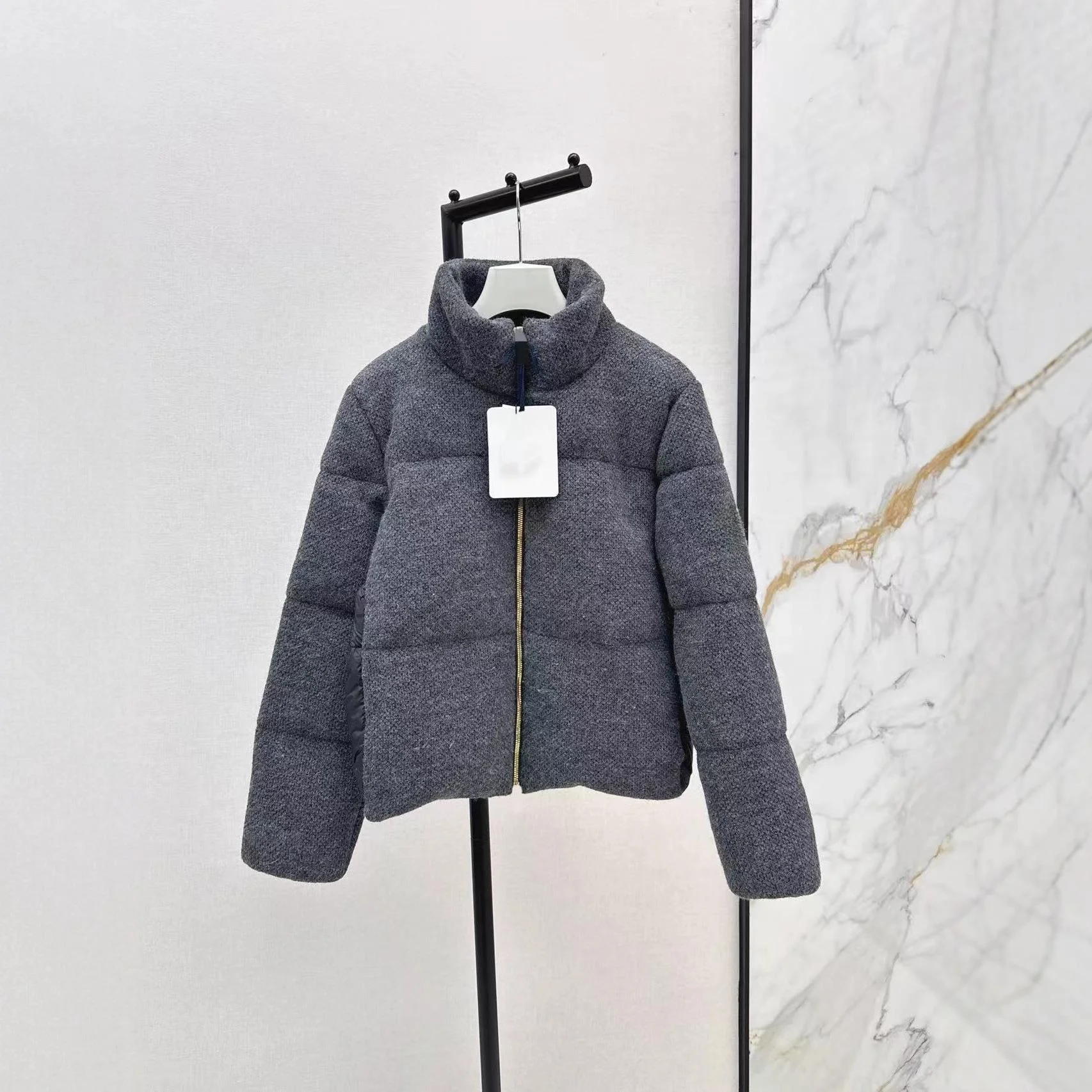 

Faionable Jaet Stand Collar down Coat Patchwork Ele Autumn Winter Early Spring New Model Thi Warm Ultra ort Sle