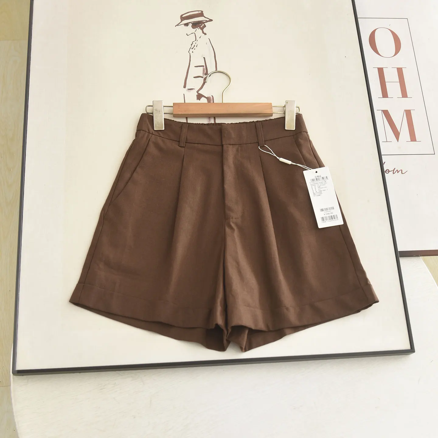 High Waist Simple Cuffed Shorts Versatile Casual Wide Leg Shorts 2026 Summer New Style Slimming Effect Casual Pants