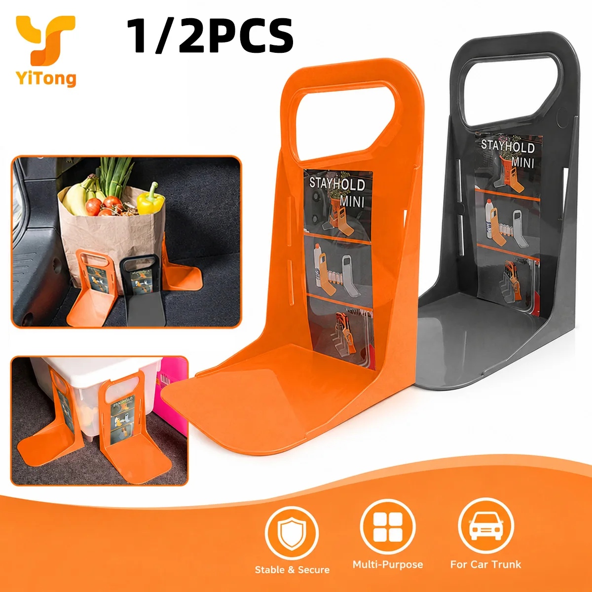 Yitong 1/2PCS Car Trunk Fixed Rack Baffle Cargo Organizer Non Slip Grocery Bag Holder for SUV Sedan Storage Divider Accessories