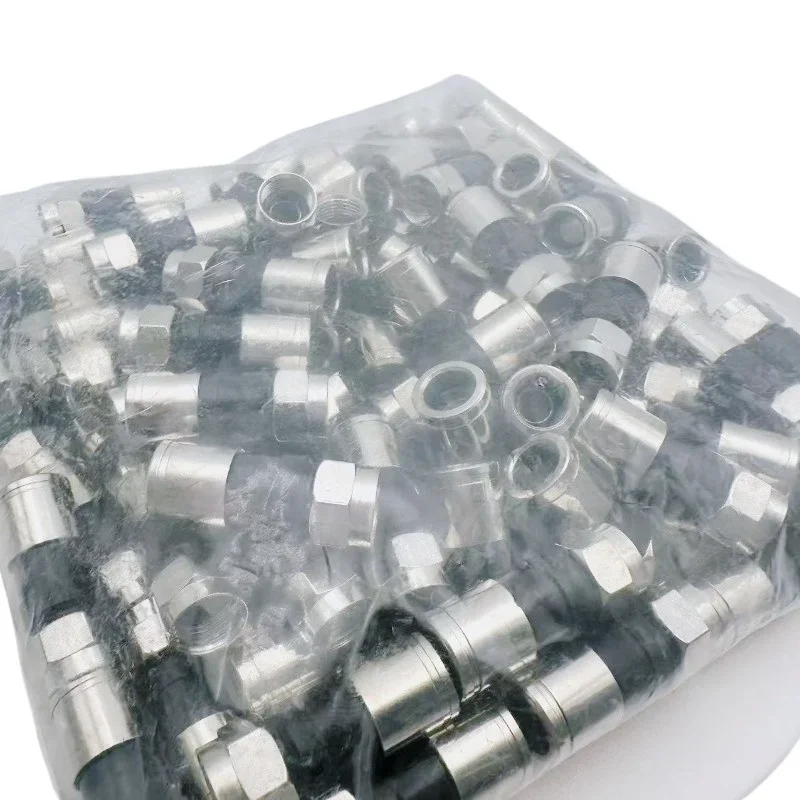 75-5 F Type Compression Connector for Signal Amplifier CATV RG6 RG59 Black Coaxial Cable F Type TV Connector 50PCS 100Pcs