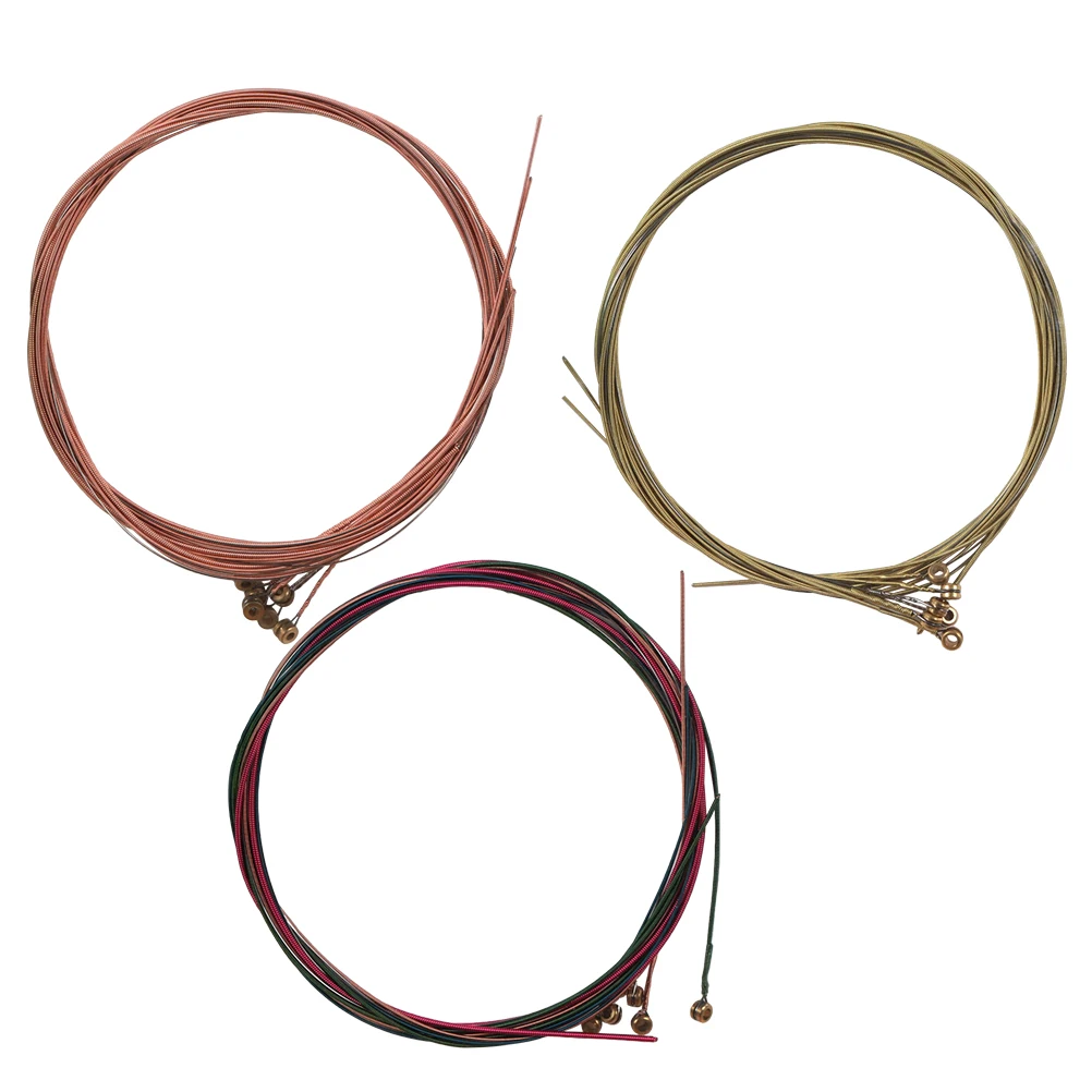 

3 Bags Universal Folk Guitar String Brass Steel Strings for Musical Instruments Guitar Bass (Colorful String)