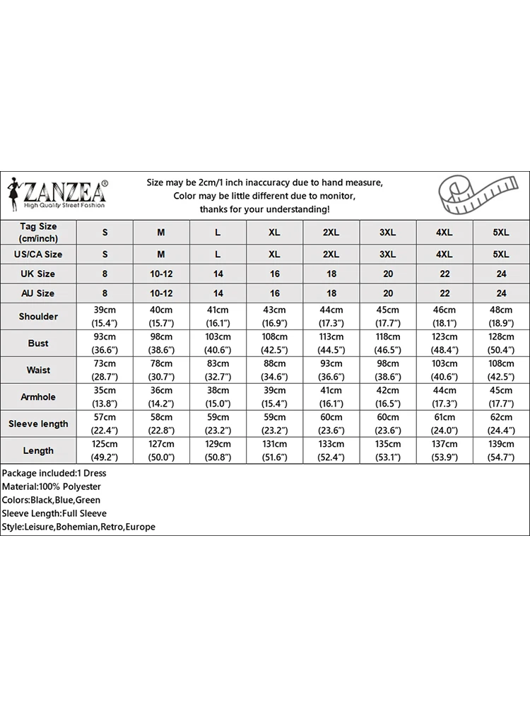 ZANZEA Sukienki midi plus size dla kobiet, eleganckie, codzienne, z golfem, długi rękaw, zapinane na guziki, rozkloszowane, długa sukienka, odzież damska FW, rozmiar 5XL