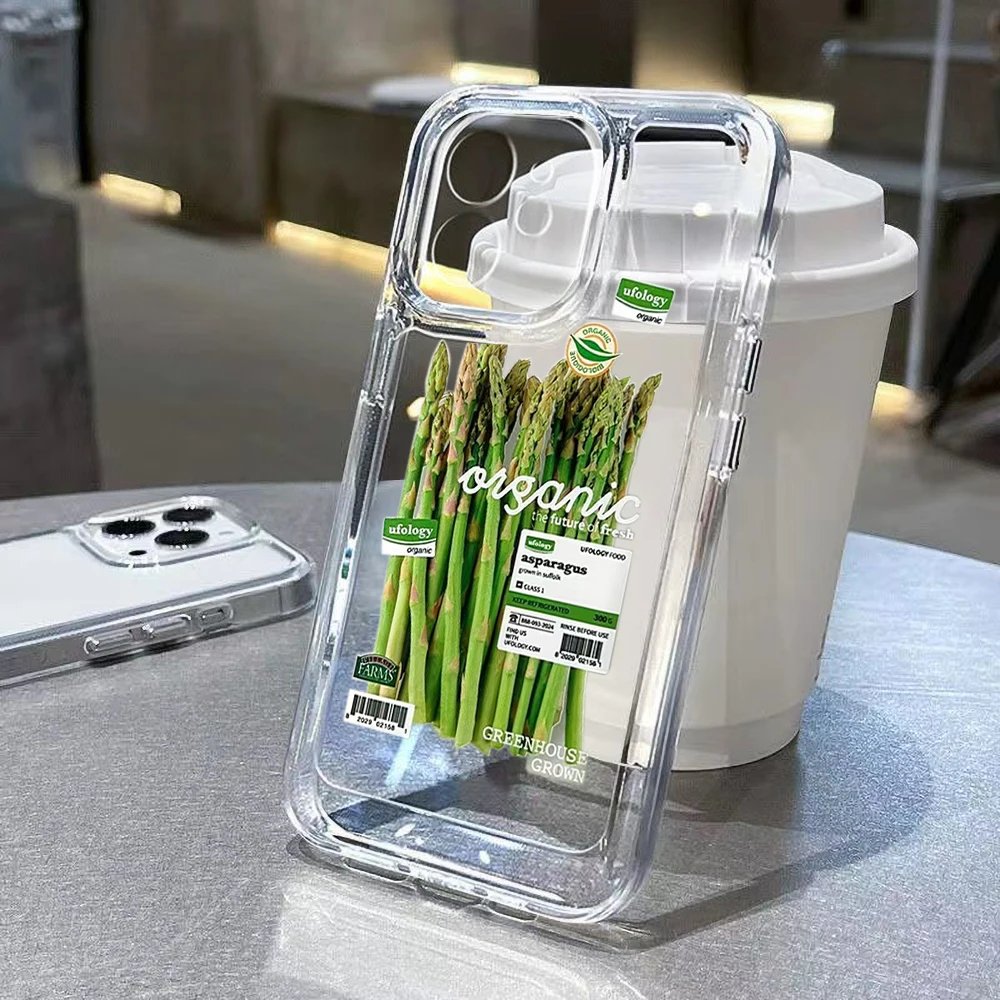 Grünes Gemüse weiche transparente Telefon hülle für iPhone 14 13 12 11 15 pro max x xr xs max se 2020 kawaii Schutz rückseite