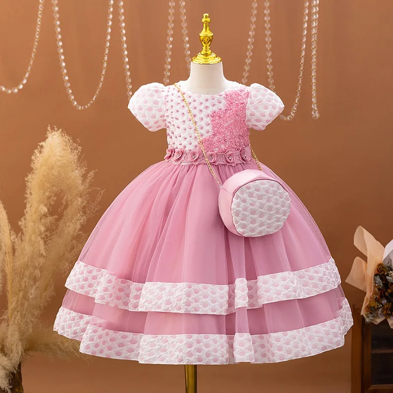 Baby dress summer girl polka dot mesh wedding dress elegant evening dress casual birthday party girl princess dress