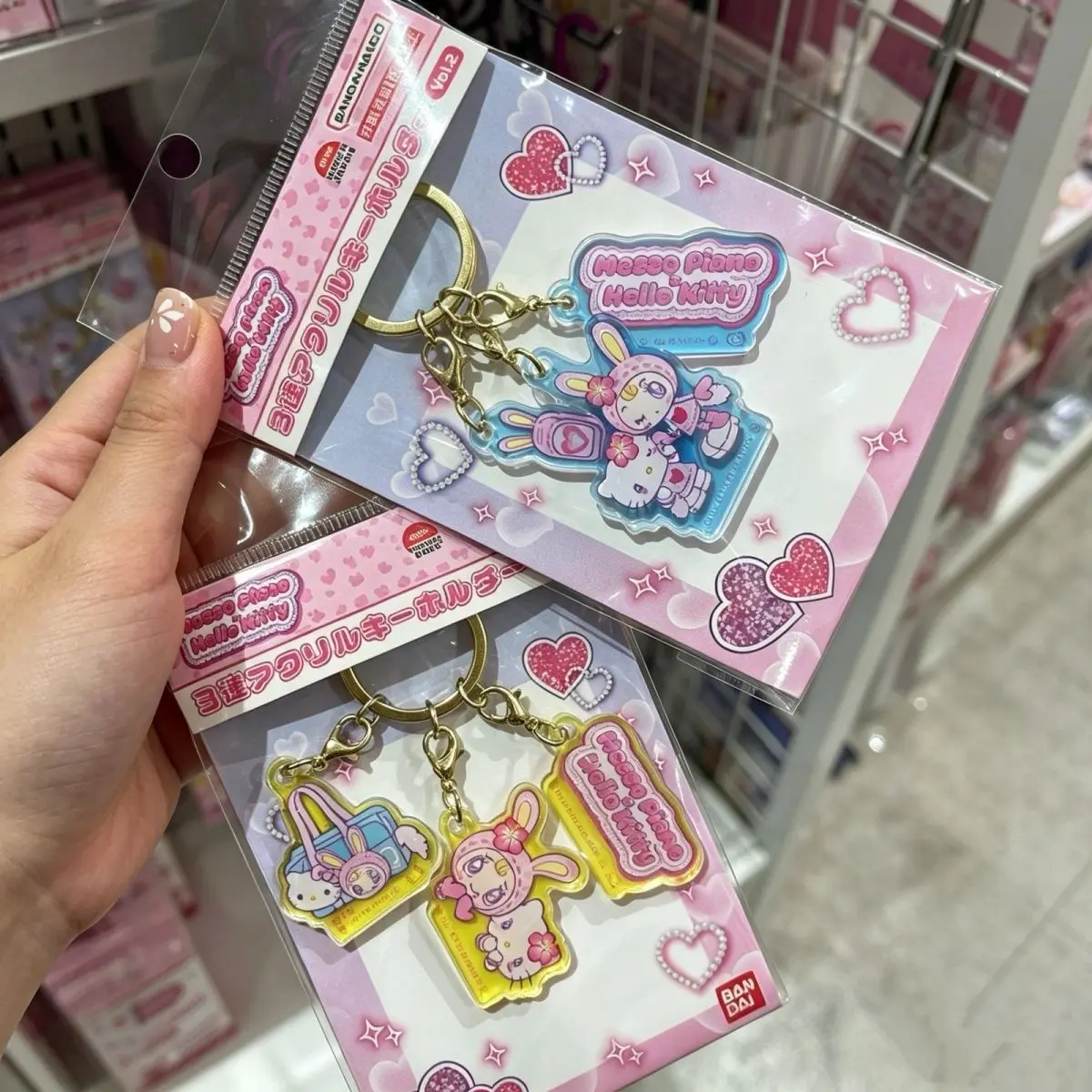 Porte-clés en acrylique INS Japan Korea Hello Kitty Messe Piano, breloques de sac Sanrio, porte-clés pour femmes et filles, bijoux