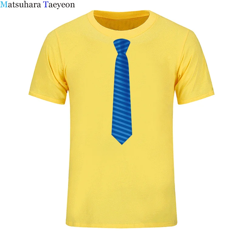 blue tie men tshirt brand Short Sleeve round collar printing fashion casual Men\'s t-shirt wear Tees Tops clothing