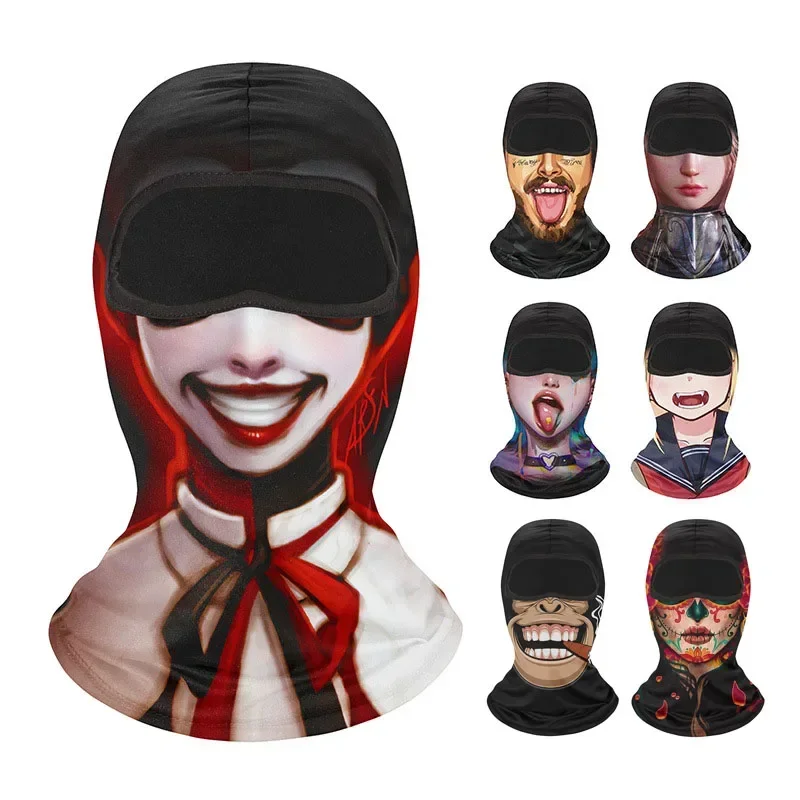 Full Face Cycling Mask, 3D Printed Balaclava, Breathable Cap, Anti-UV Windproof, Motorcycle Neck Gaiter, Face Shield, Head Cover