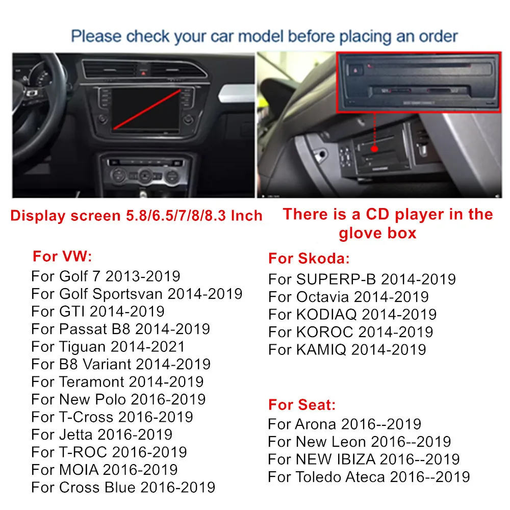 AUTOABC – Module Carplay Android Auto sans fil, pour VW Volkswagen Skoda Octavia A5 Golf 7 Polo Passat B8, prend en charge le lien miroir BT