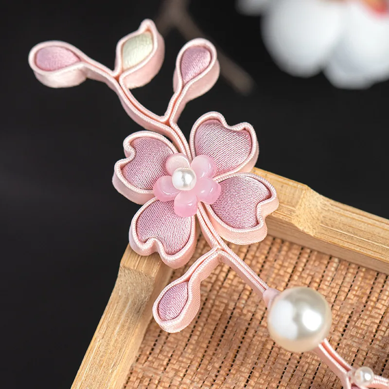 

Handmade Congsam, Plate Buckle, Chinese Pearl, Jing, Peach Blossom Buckle, Tang Clothing, Hanfu Button Decoration Accessories