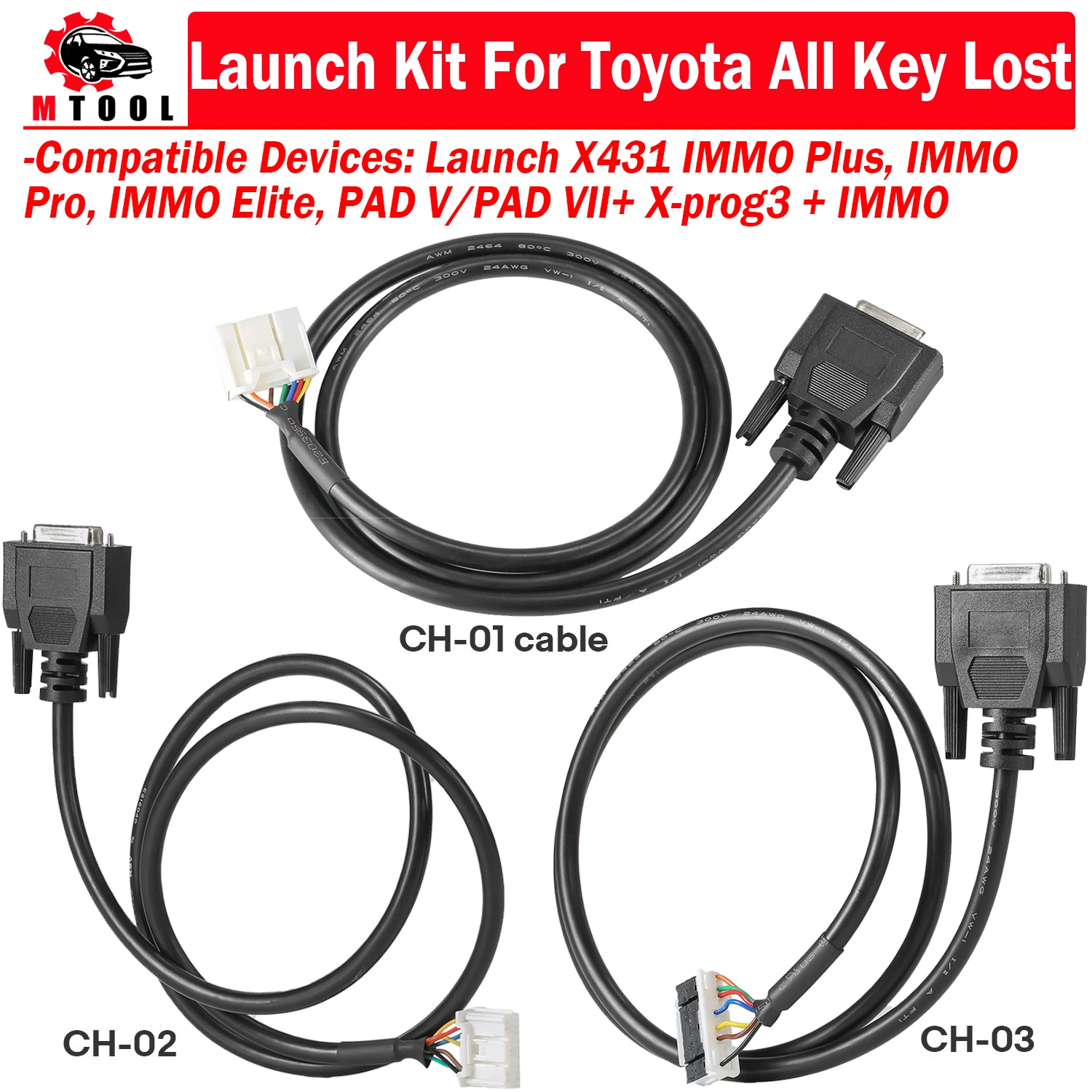 

Запуск кабелей Toyota для Toyota All Key Lost CH-01 H Non-Smart Key CH-02 24pin CH-03 27pin для IMMO Fit IMMO PLUS/PAD...