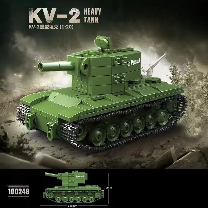  KV-2 Schwerer Panzer Große Panzermodelle Klassische Modellserie MOC Bausatz Spielzeug Bausteine Set Modellspielzeug Weihnachtsgeschenk