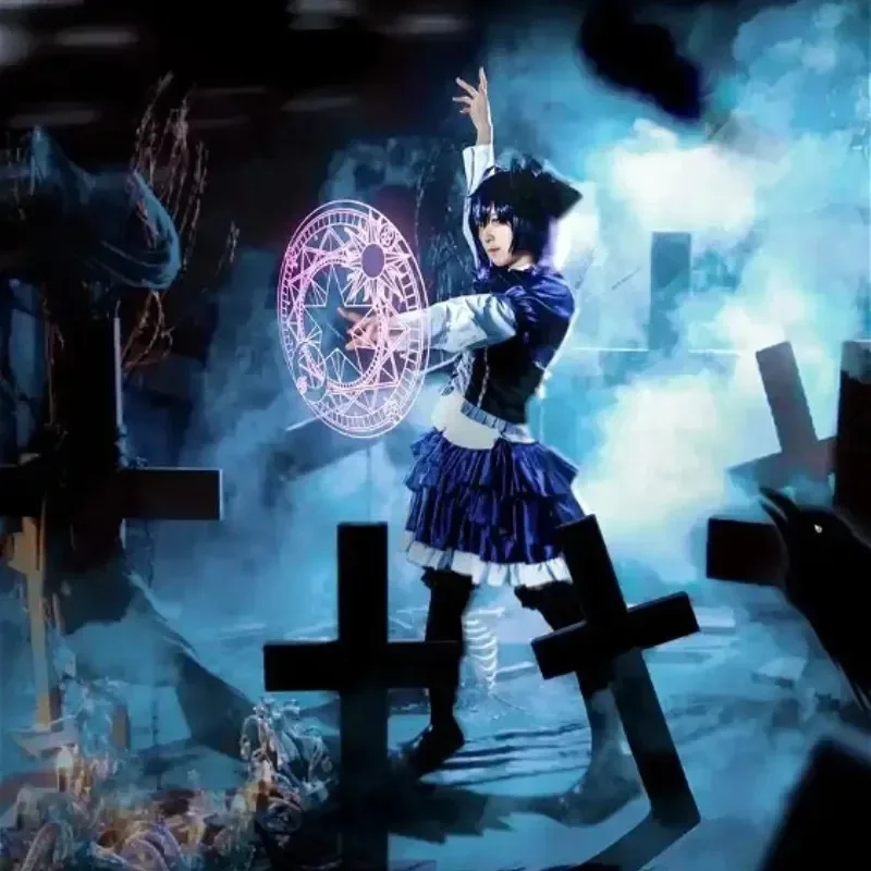 Anime Love Chunibyo Other Delusions Takanashi Rikka Costume Full Set Cosplay Dress Headdress Eye Mask Props Accessories Women