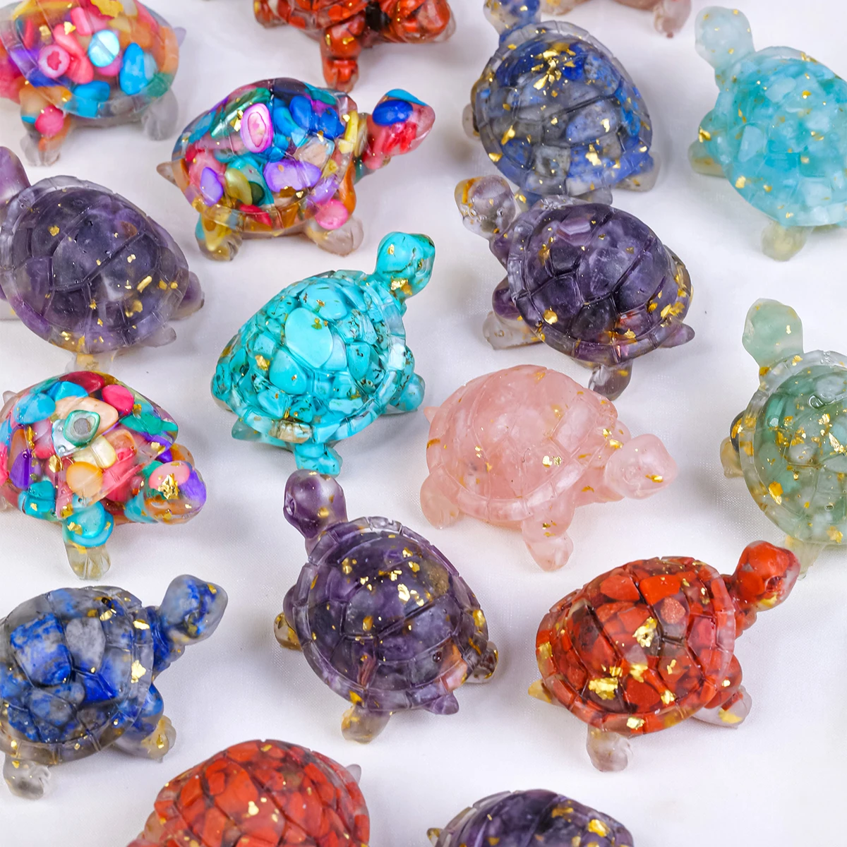 1pc Natural Crystal Gravel Drip Resin Small Turtle Crystal Handicraft Car Home Desktop Decoration Ornaments