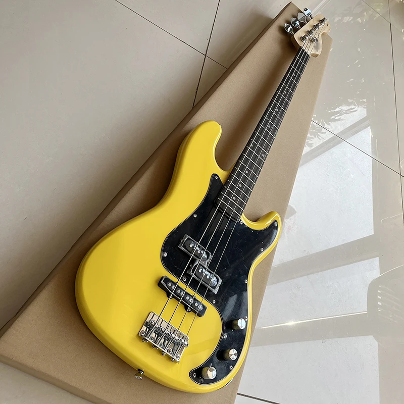 

Classic bass guitar, exquisite bright yellow, comfortable feel, moving tone, free delivery to home.