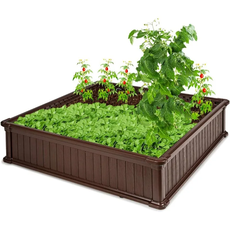 

Raised Garden Bed, Planter for Flower Vegetables, Outdoor Plant Box Patio Backyard, Easy Assembly (48.5''Lx48.5''Wx12''H)