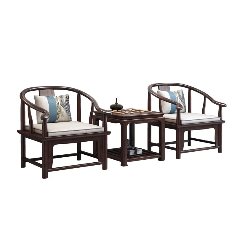 New Chinese-style solid wood armchair three-piece light luxury modern purple gold sandalwood Taishi leisure chair surrounding