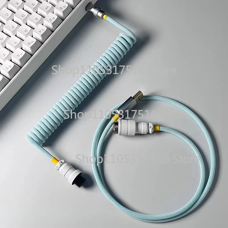 

For Unknown error Customized mechanical keyboard cable - Colorful aviation connector cable - Marka series spiral cable - B49