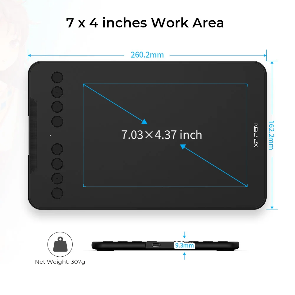 XPPen Deco Mini7 V2 Graphics Tablet 7*4.3 inch Digital Drawing Tablet 8 Key for Android Windows Mac Signature Online Learning