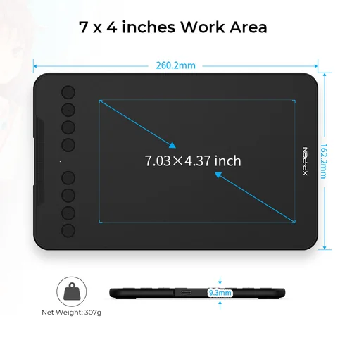 Imagen 2 del producto XPPen-tableta gráfica Deco Mini7 V2, Tablet de dibujo Digital de 7x4,3 pulgadas, 8 teclas, para Android, Windows, Mac, firma, aprendizaje en línea