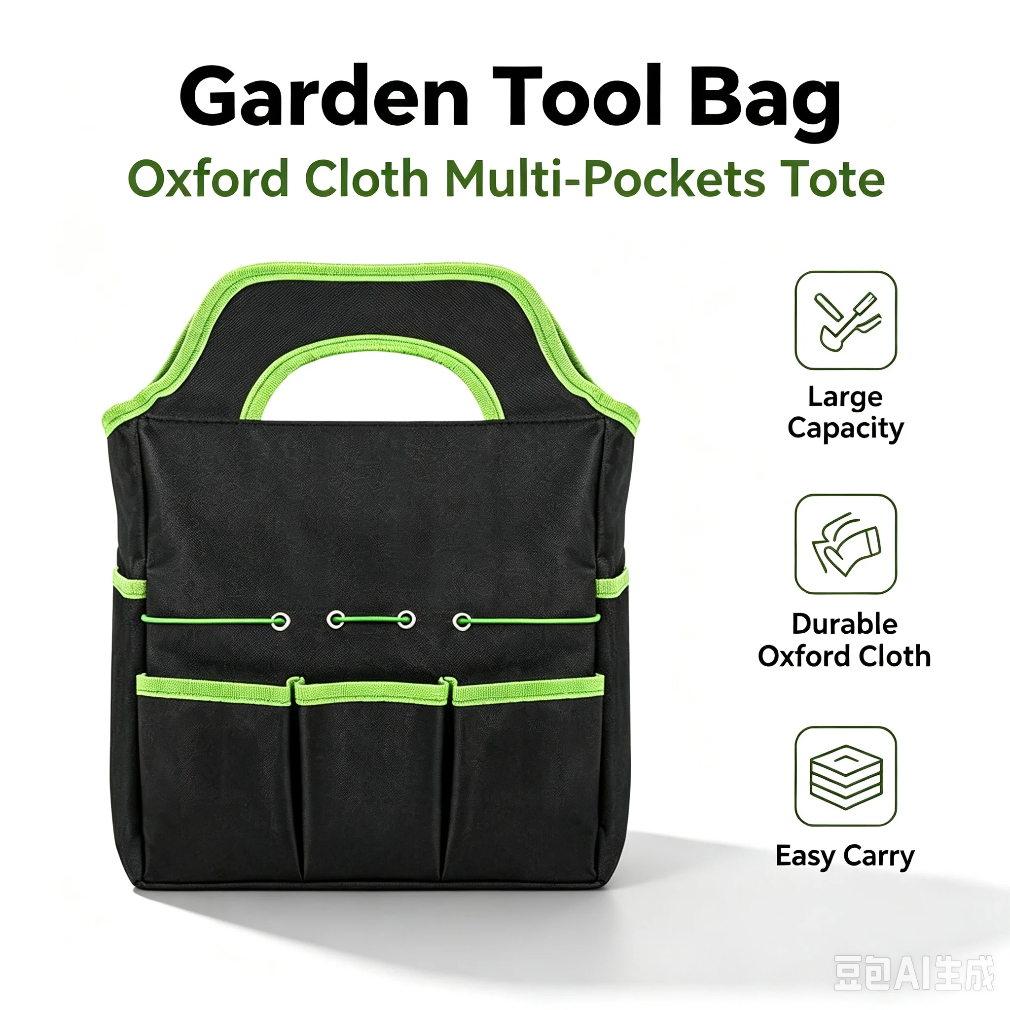 Large Capacity Garden Tool Tote Bag Waterproof Oxford Fabric Multi‑Pocket Gardening Storage Bag Portable Hand Tool Organizer for