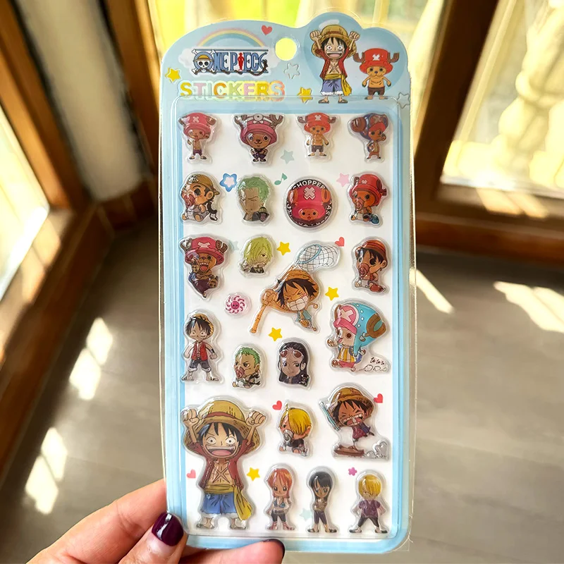 Japanese Style Cute One Piece Sticker Cartoon Monkey D Luffy 3D Relief Crystal Sticker Student Diy Phone Case Reward Toys Gift view 3