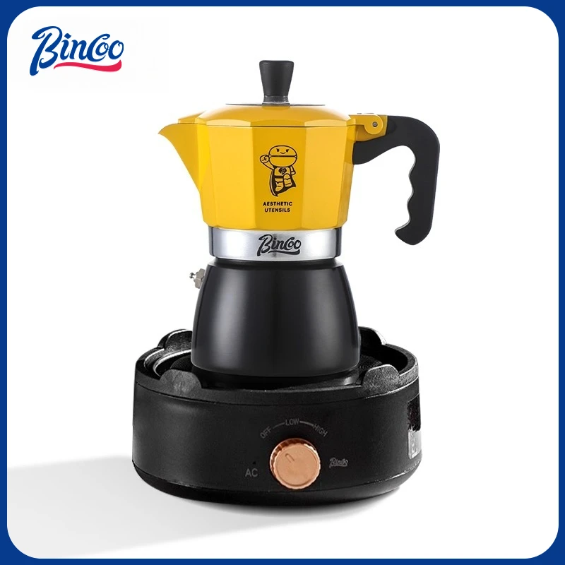 

Кофеварка Bincoo Double Valve Moka Pot с кофемолкой, компактная кофемашина для 2 человек, электрическая, для керамической плиты