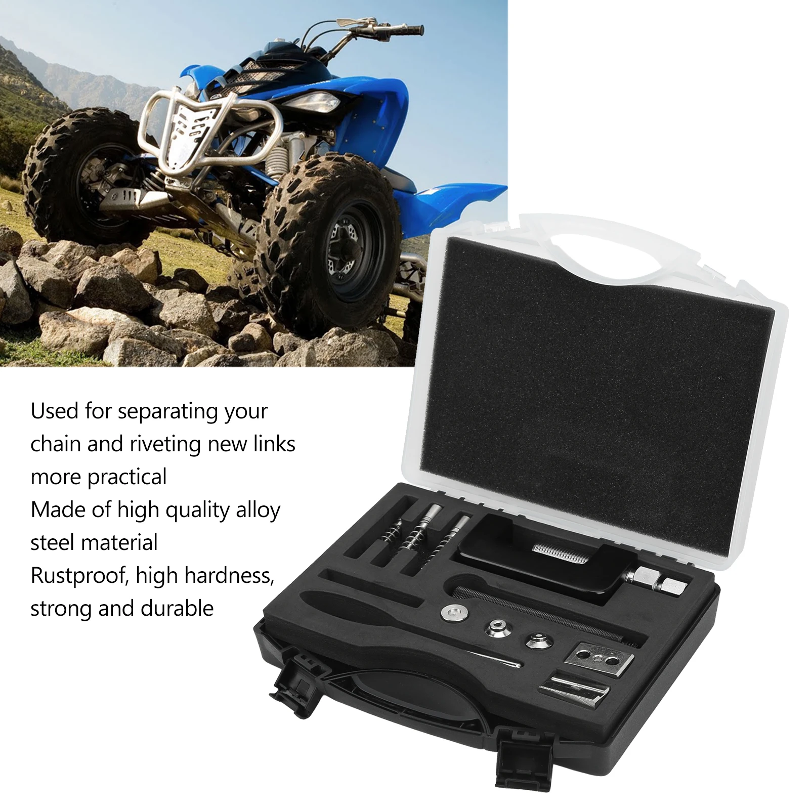 Chain Breaker Cutter Motorcycle Chain Riveting Cutter Breaker Riveting Tool Set with Storage Box for ATV Dirt Bike Chain Breaker