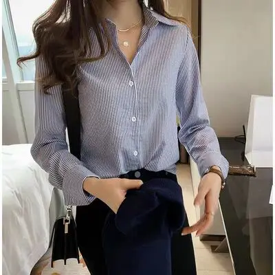 

Faionable plus Size Women's Long Sve Striped irt Spring Autumn New Sle Loose Fit Versatile Casual Korean Sle Top