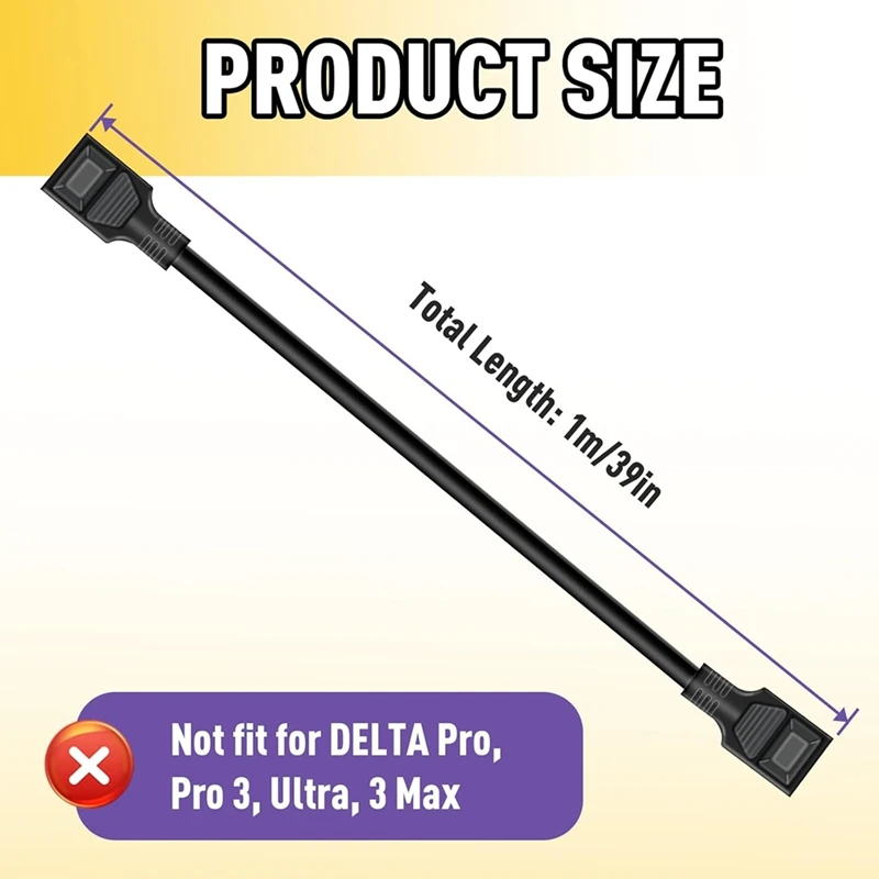 Super Sale 2pcs XT150 1M Extra Battery Connection Cable for Ecoflow Delta 2, 2 Max, 3, 3 Plus, 3 1500, Wave 2, Wave 3