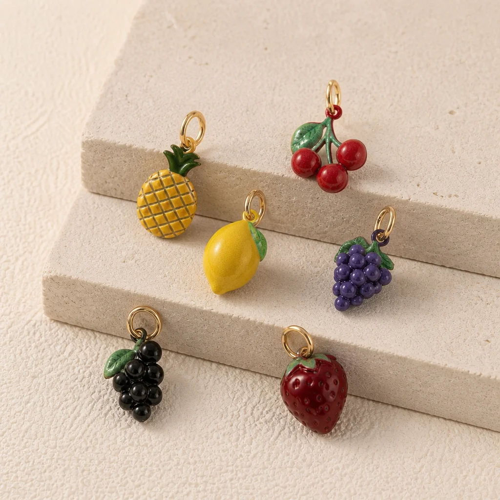 Ins Healing Countryside Style Frische Zitrone Mango Erdbeere DIY Anhänger-Charms für Schmuck – Detail 3